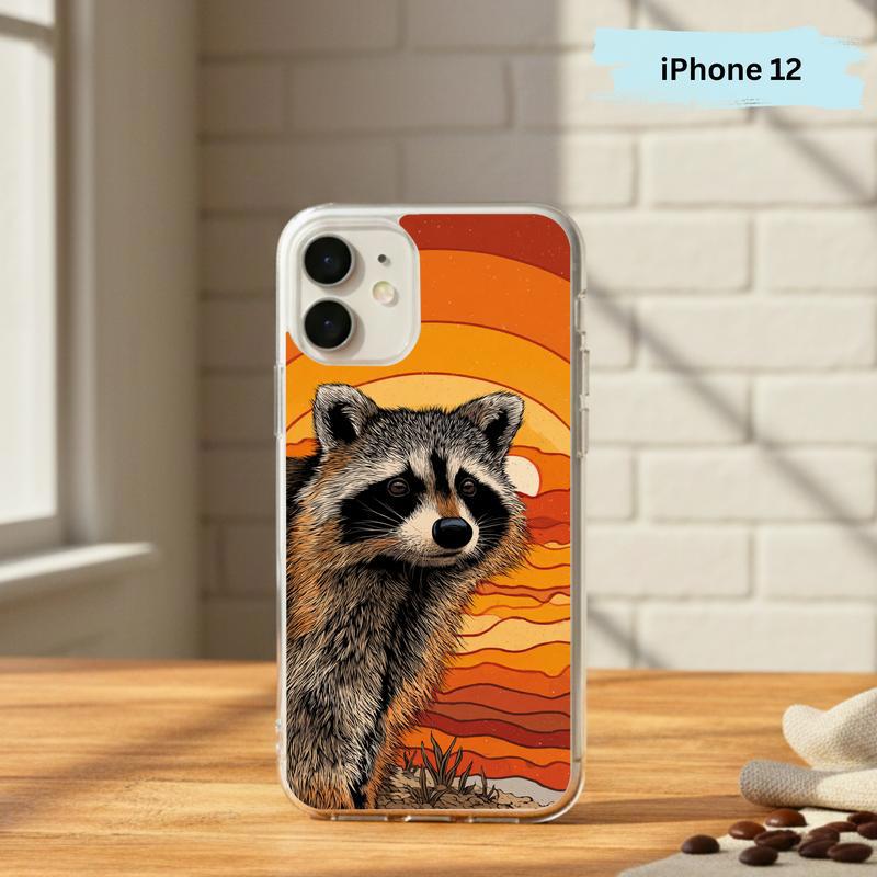 Hippy Groovy Sunset Vintage Southern Raccoon Phone Case IPhone
