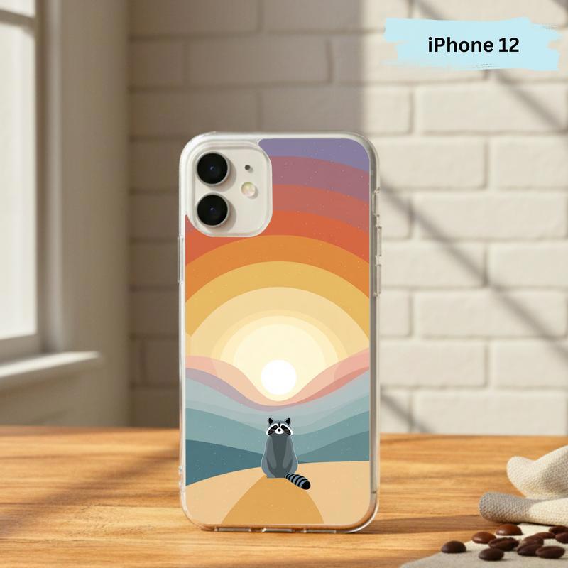 Pastel Rainbow Raccoon With Dreamscape Phone Case IPhone Pastel Rainbow Raccoon With Dreamscape Phone Case IPhone