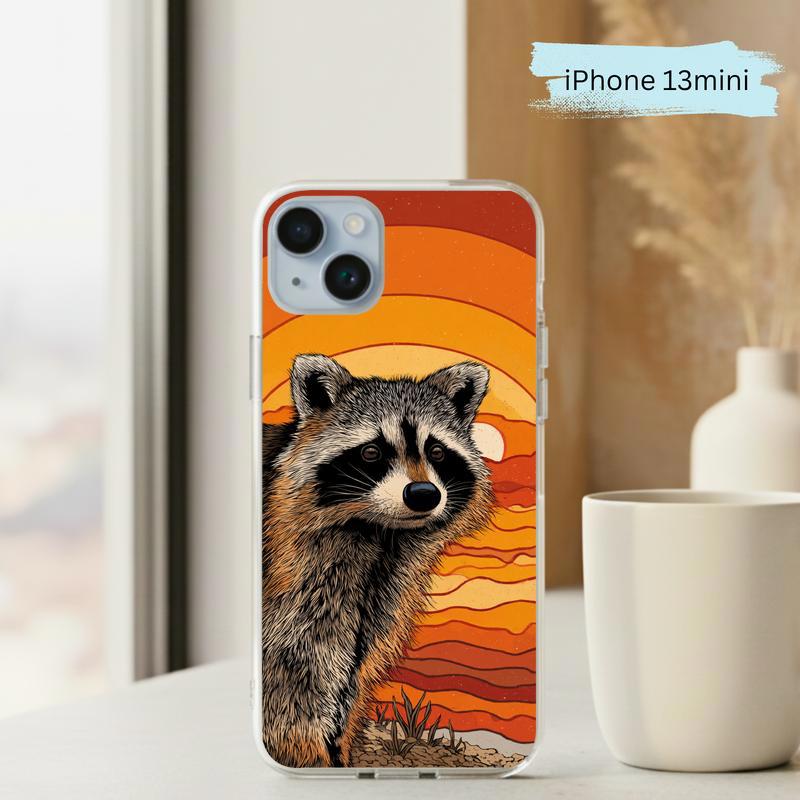 Hippy Groovy Sunset Vintage Southern Raccoon Phone Case IPhone