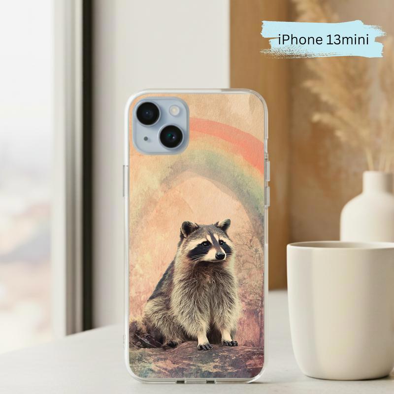 Rainbow Rainy Day Raccoon Vintage Calm Phone Case IPhone Rainbow Rainy Day Raccoon Vintage Calm Phone Case IPhone