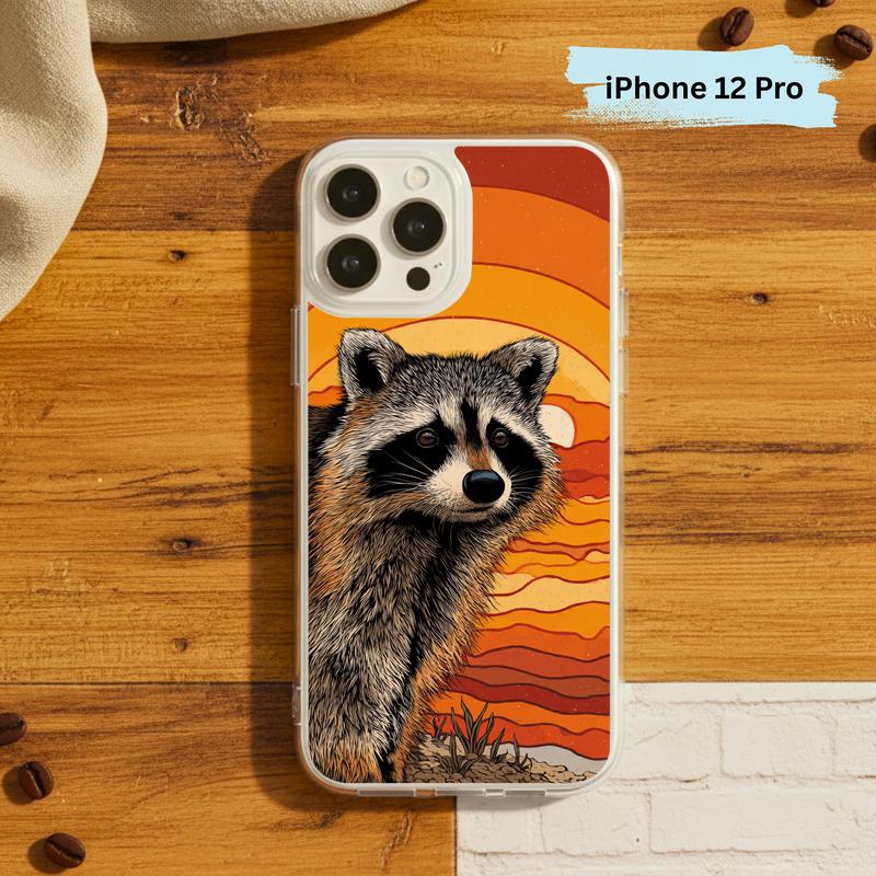 Hippy Groovy Sunset Vintage Southern Raccoon Phone Case IPhone