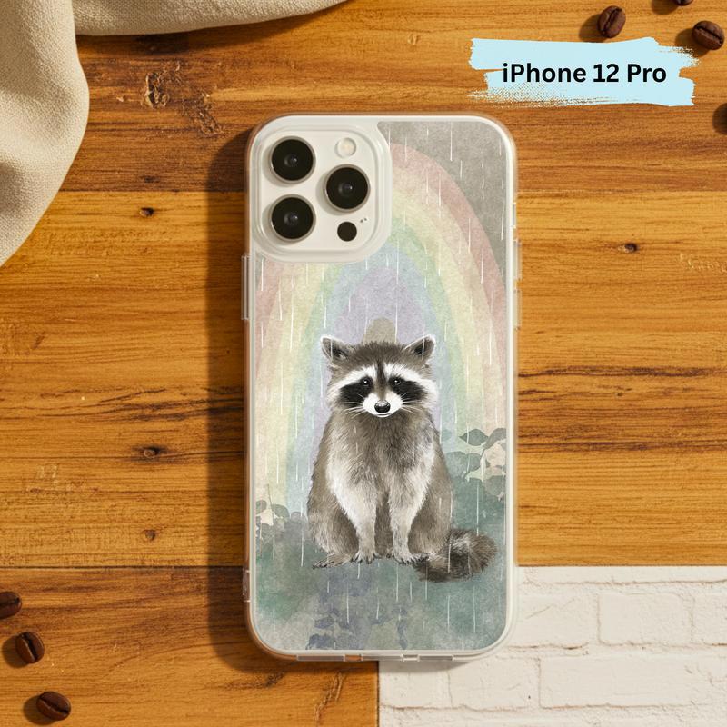 Rainbow Rainy Day Raccoon Calm Mood Phone Case IPhone