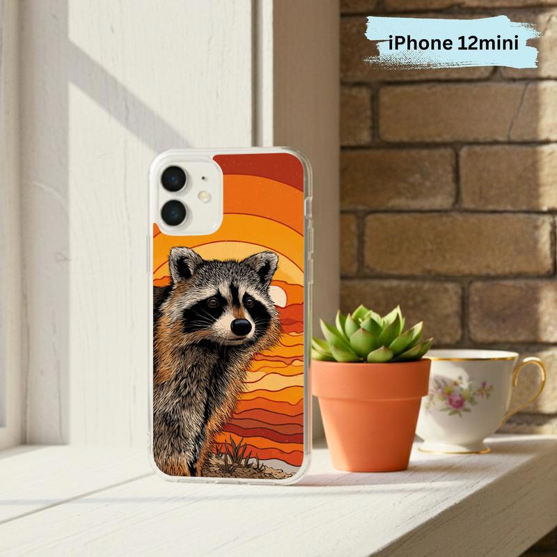 Hippy Groovy Sunset Vintage Southern Raccoon Phone Case IPhone