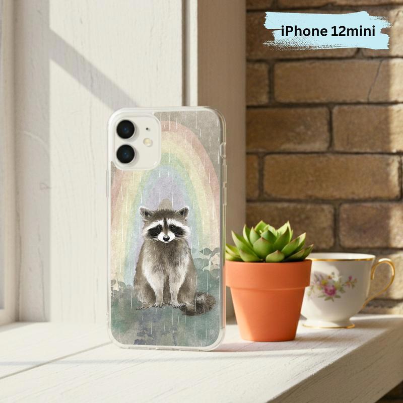 Rainbow Rainy Day Raccoon Calm Mood Phone Case IPhone