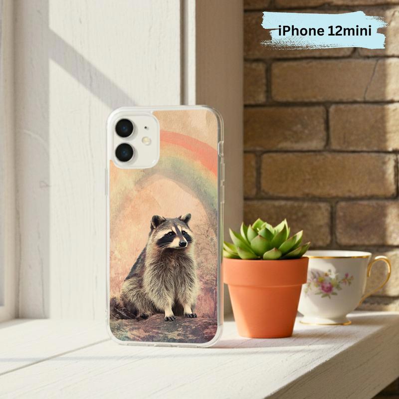 Rainbow Rainy Day Raccoon Vintage Calm Phone Case IPhone Rainbow Rainy Day Raccoon Vintage Calm Phone Case IPhone