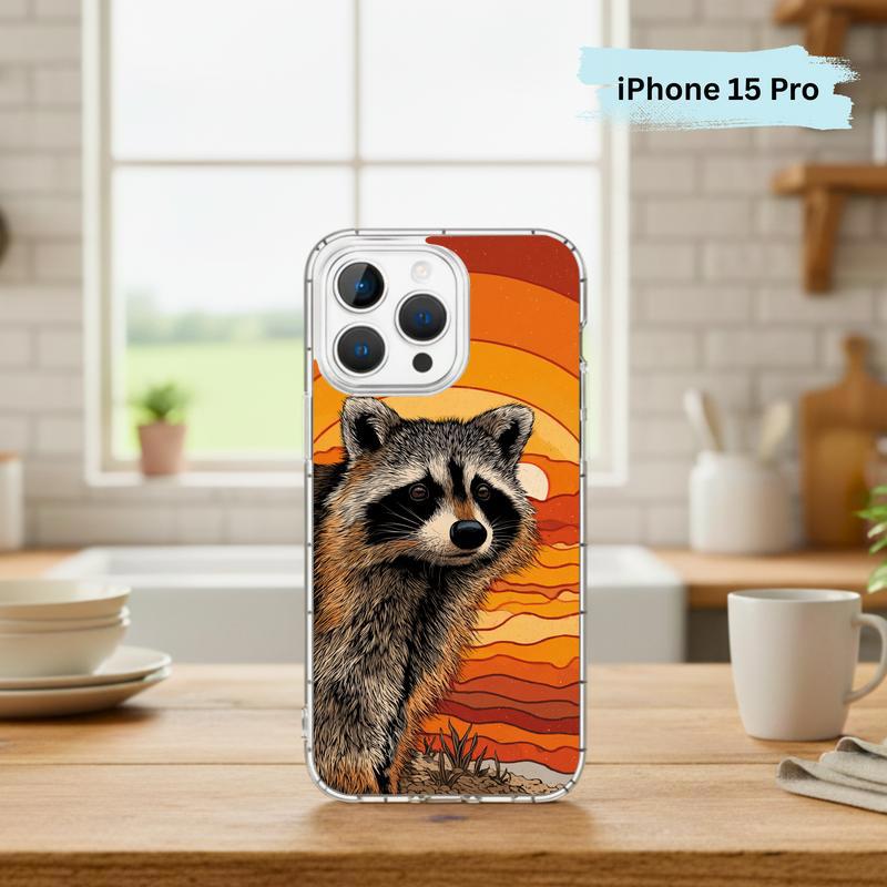Hippy Groovy Sunset Vintage Southern Raccoon Phone Case IPhone