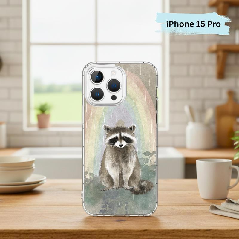Rainbow Rainy Day Raccoon Calm Mood Phone Case IPhone