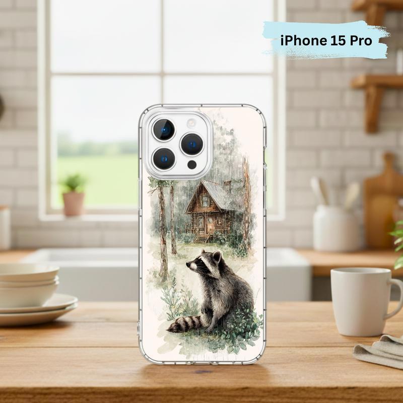 Vintage Rainbow Rainy Day Raccoon Mood Phone Case IPhone