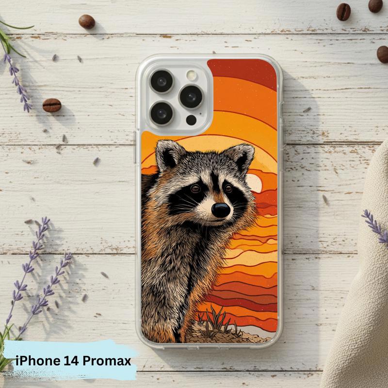 Hippy Groovy Sunset Vintage Southern Raccoon Phone Case IPhone