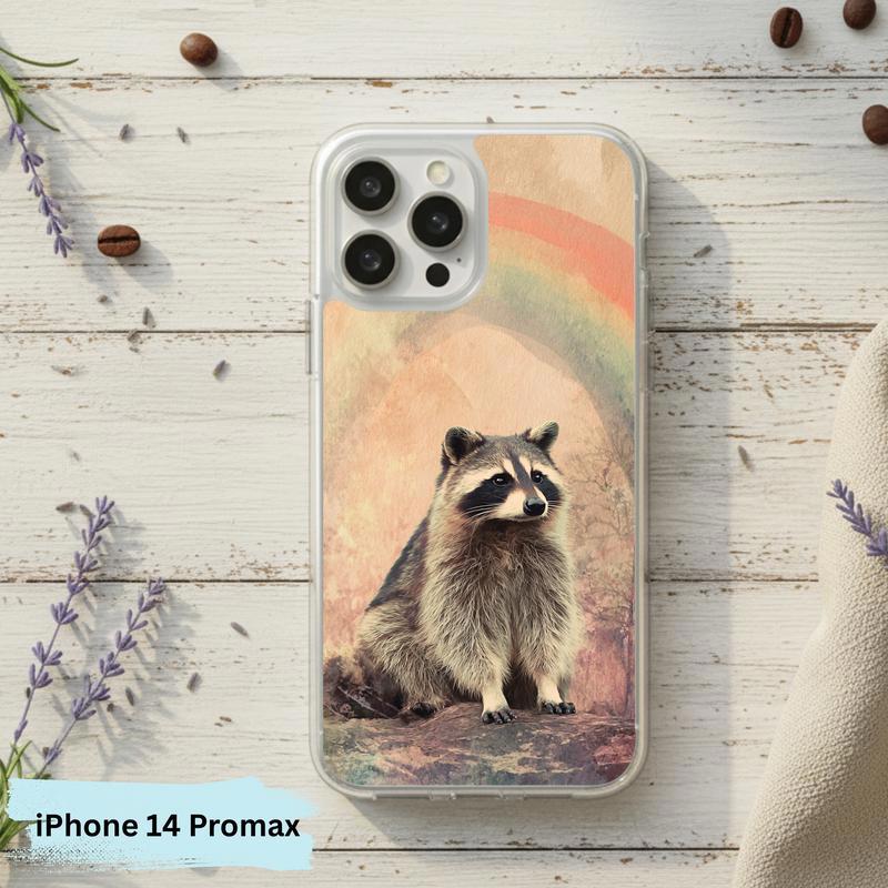 Rainbow Rainy Day Raccoon Vintage Calm Phone Case IPhone Rainbow Rainy Day Raccoon Vintage Calm Phone Case IPhone