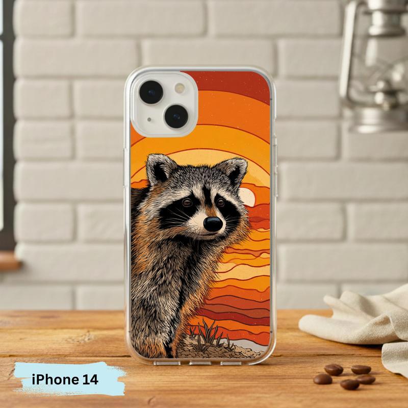Hippy Groovy Sunset Vintage Southern Raccoon Phone Case IPhone