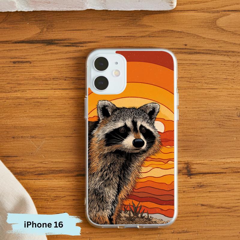 Hippy Groovy Sunset Vintage Southern Raccoon Phone Case IPhone