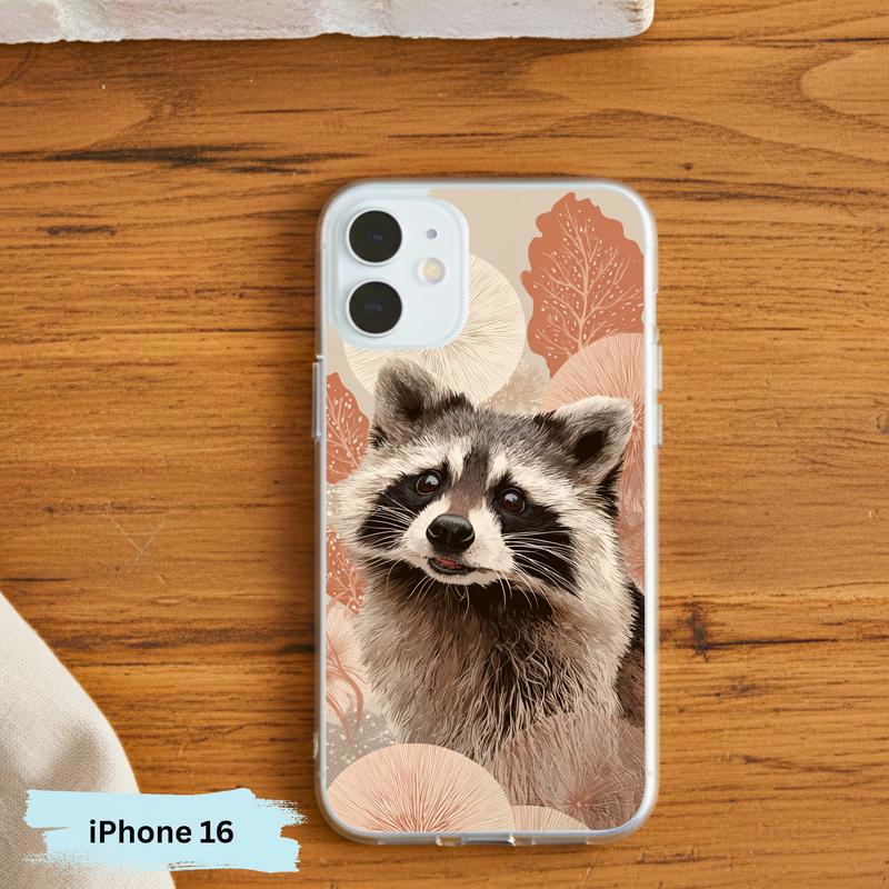 Kawaii Meme Raccoon Boho Bloom Portrait Phone Case IPhone