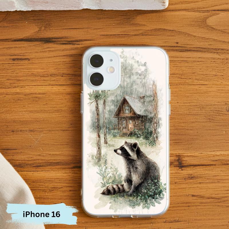 Vintage Rainbow Rainy Day Raccoon Mood Phone Case IPhone
