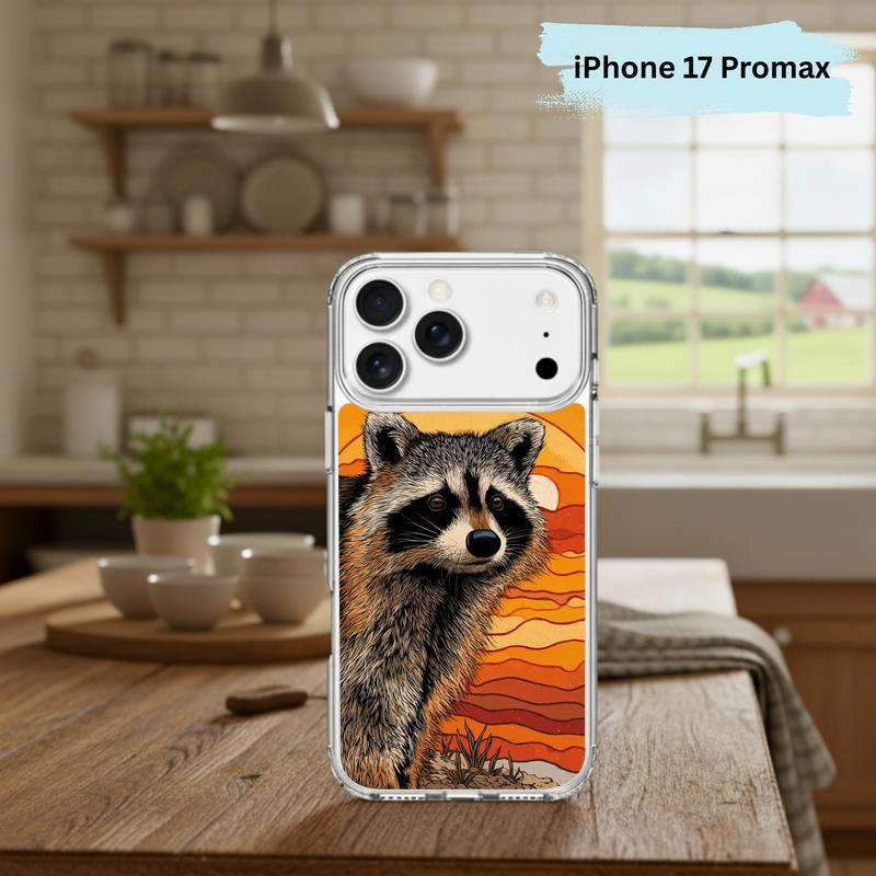 Hippy Groovy Sunset Vintage Southern Raccoon Phone Case IPhone