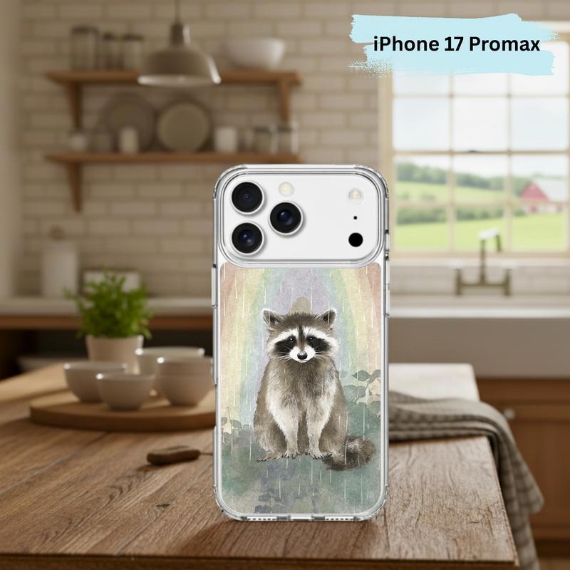 Rainbow Rainy Day Raccoon Calm Mood Phone Case IPhone