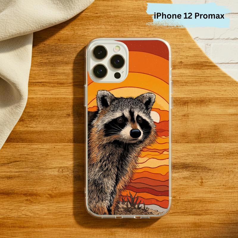 Hippy Groovy Sunset Vintage Southern Raccoon Phone Case IPhone