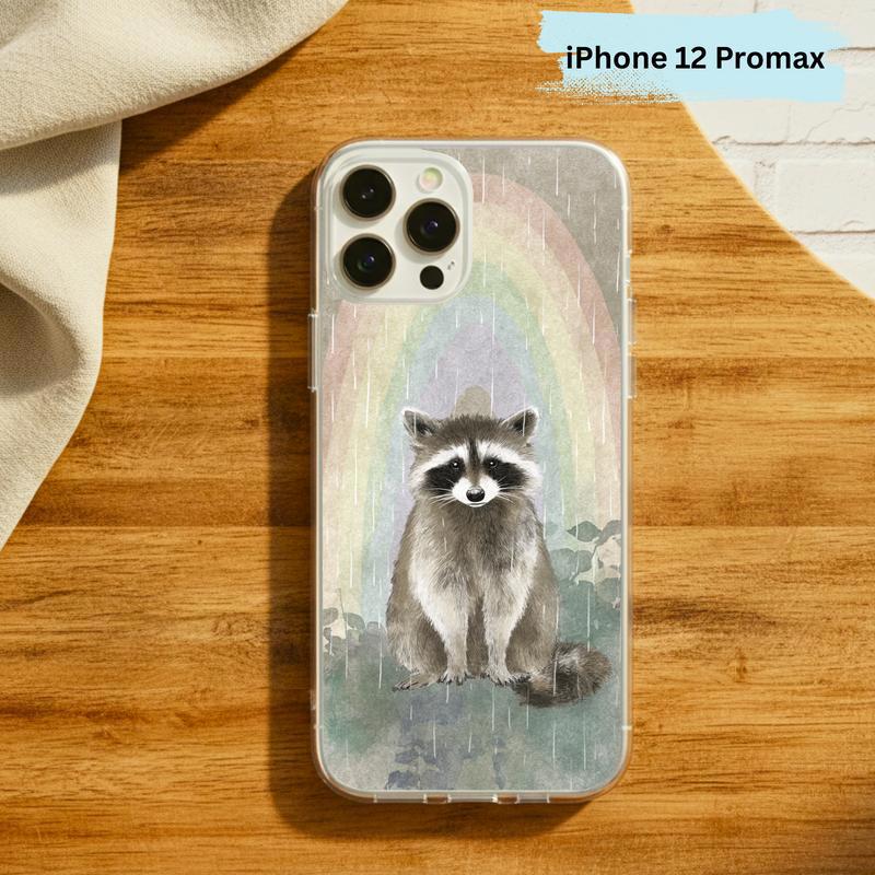 Rainbow Rainy Day Raccoon Calm Mood Phone Case IPhone