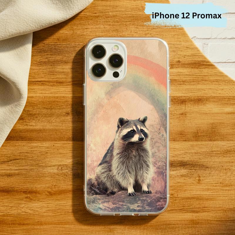 Rainbow Rainy Day Raccoon Vintage Calm Phone Case IPhone Rainbow Rainy Day Raccoon Vintage Calm Phone Case IPhone