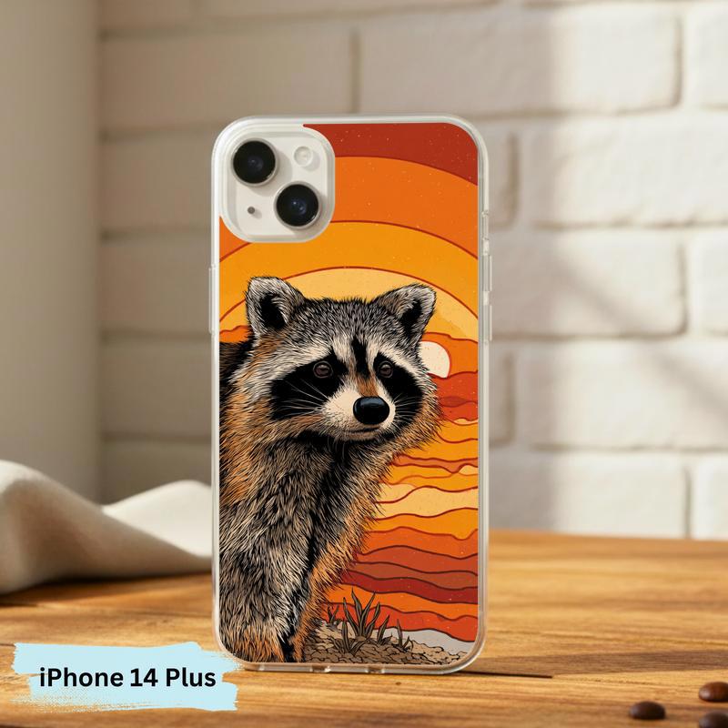 Hippy Groovy Sunset Vintage Southern Raccoon Phone Case IPhone