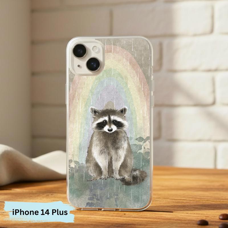 Rainbow Rainy Day Raccoon Calm Mood Phone Case IPhone