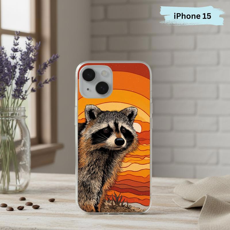 Hippy Groovy Sunset Vintage Southern Raccoon Phone Case IPhone
