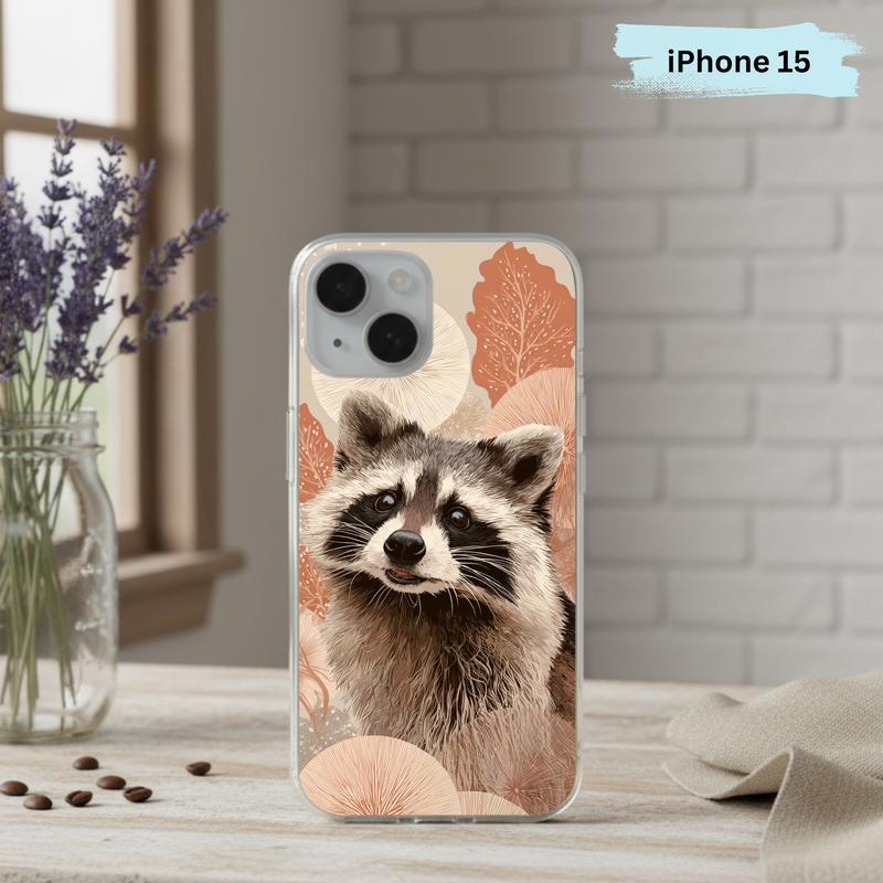 Kawaii Meme Raccoon Boho Bloom Portrait Phone Case IPhone