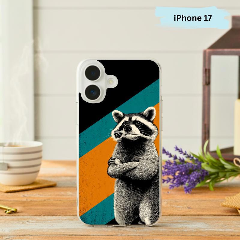 Cool Retro Stripes Meme Raccoon Phone Case IPhone - Raccsy
