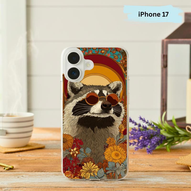 Hippy Vintage Southern Raccoon With Flowers Phone Case IPhone - Raccsy