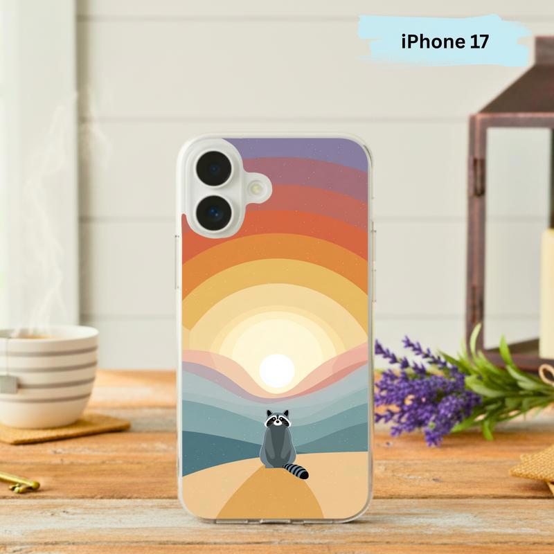 Pastel Rainbow Raccoon With Dreamscape Phone Case IPhone - Raccsy