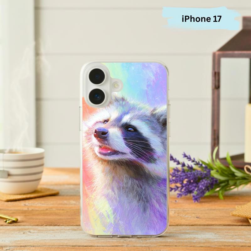 Rainbow Raccoon With Groovy Color Burst Phone Case IPhone - Raccsy