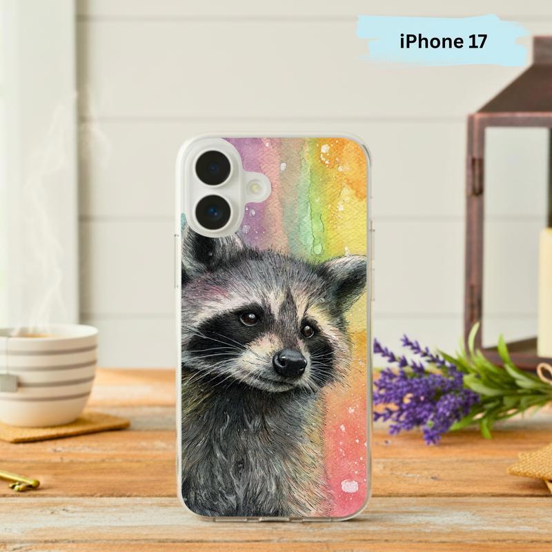 Rainbow Rainy Day Raccoon Cozy Smile Phone Case IPhone - Raccsy