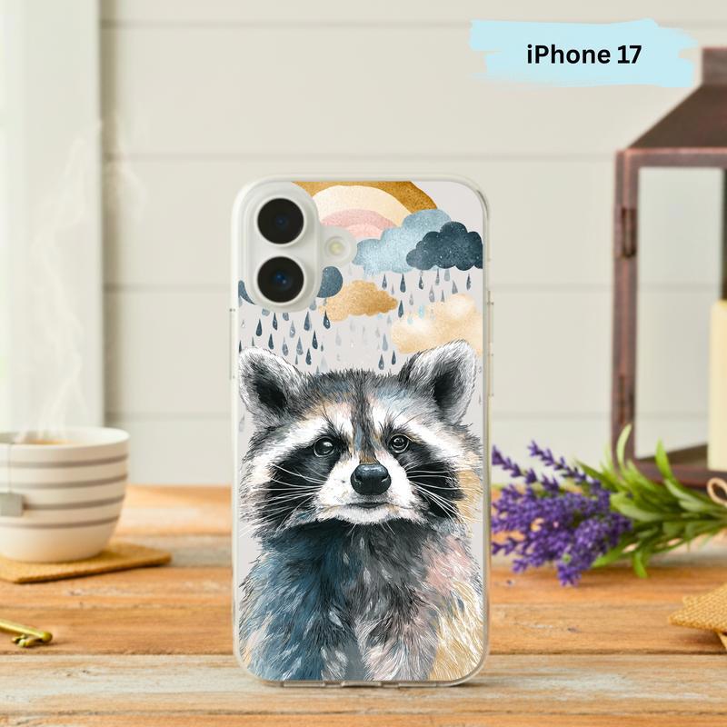 Rainbow Rainy Day Raccoon Wholesome Mood Phone Case IPhone - Raccsy