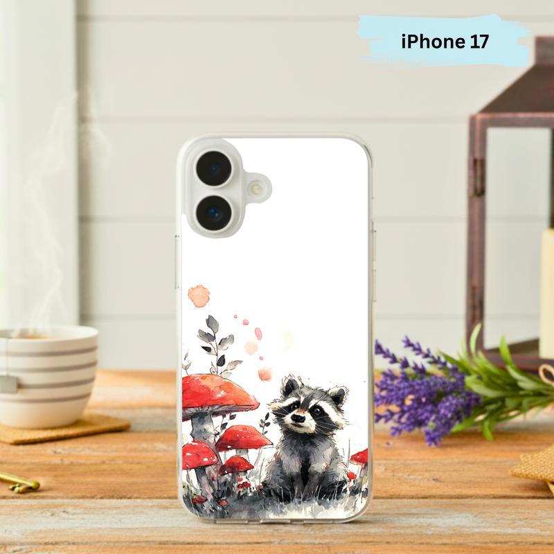 Uper Cute Baby Raccoon Mushrooms Meadow Phone Case IPhone - Raccsy