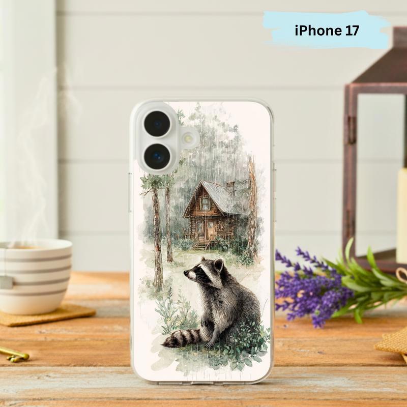 Vintage Rainbow Rainy Day Raccoon Mood Phone Case IPhone - Raccsy