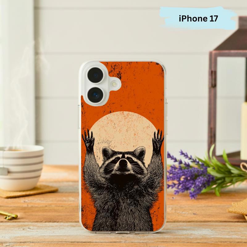 Vintage Southern Raccoon With Orange Moon Outlaw Phone Case IPhone - Raccsy