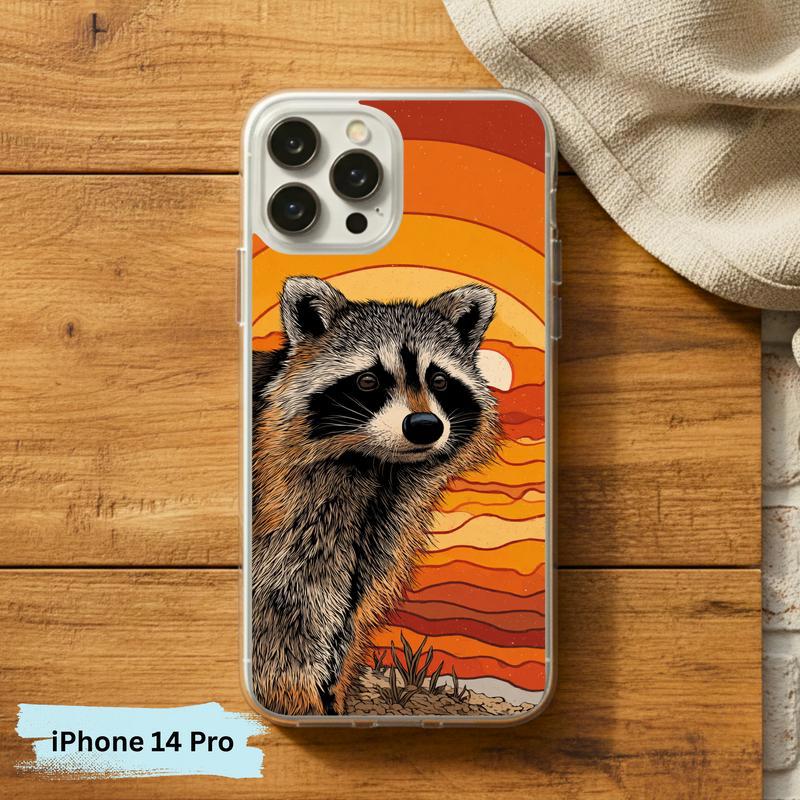 Hippy Groovy Sunset Vintage Southern Raccoon Phone Case IPhone