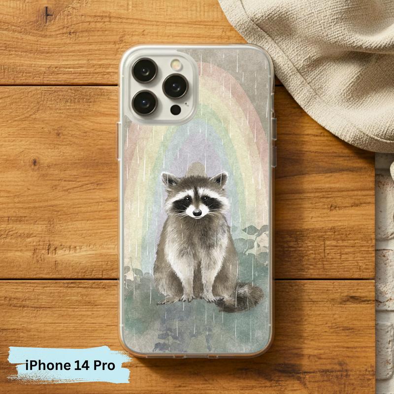 Rainbow Rainy Day Raccoon Calm Mood Phone Case IPhone