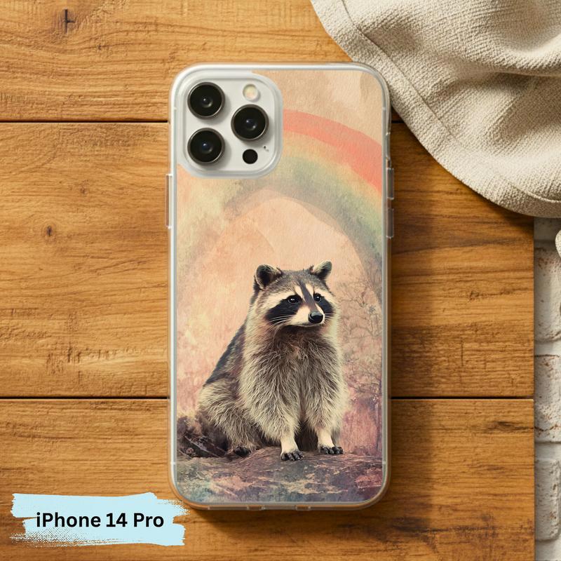 Rainbow Rainy Day Raccoon Vintage Calm Phone Case IPhone Rainbow Rainy Day Raccoon Vintage Calm Phone Case IPhone