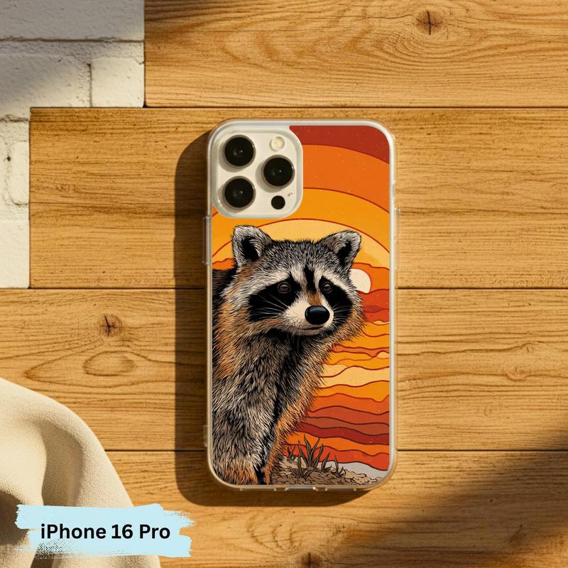 Hippy Groovy Sunset Vintage Southern Raccoon Phone Case IPhone