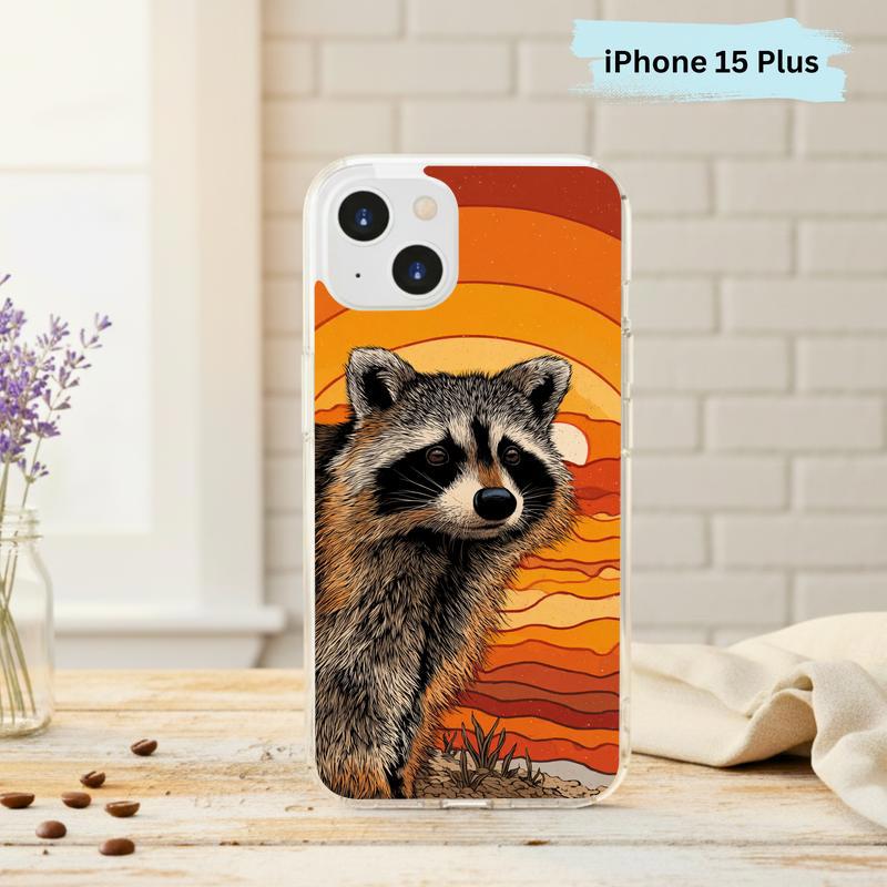 Hippy Groovy Sunset Vintage Southern Raccoon Phone Case IPhone