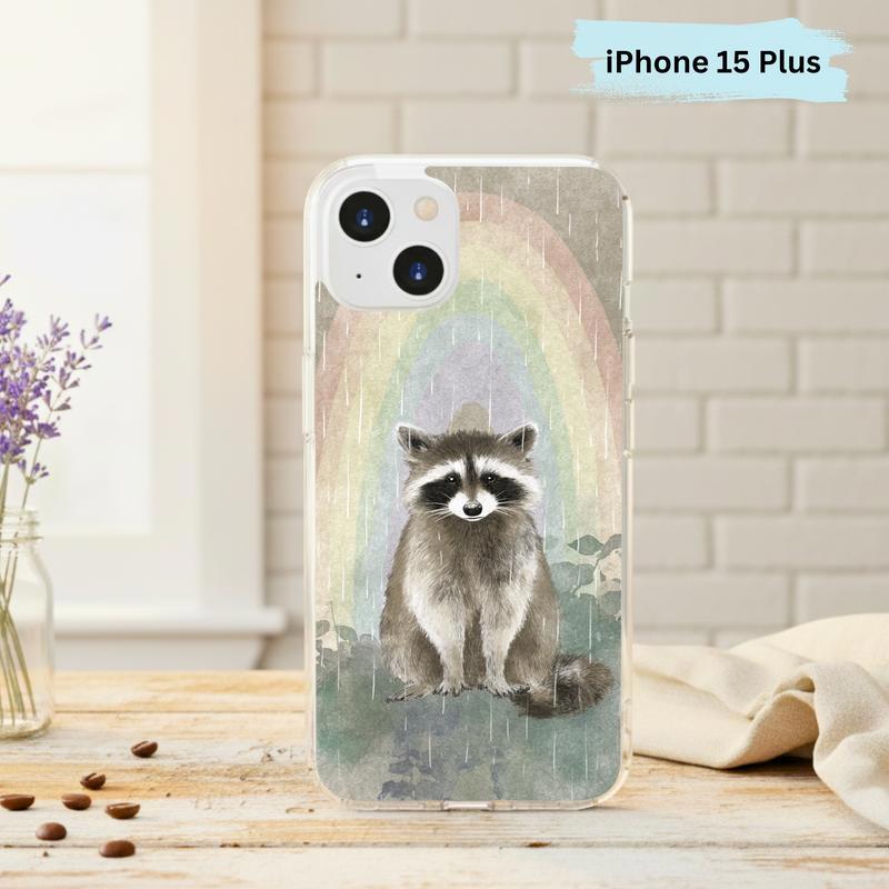 Rainbow Rainy Day Raccoon Calm Mood Phone Case IPhone