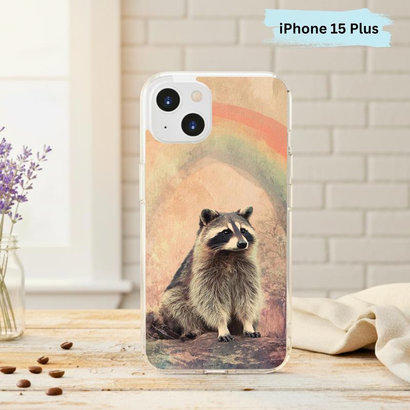 Rainbow Rainy Day Raccoon Vintage Calm Phone Case IPhone Rainbow Rainy Day Raccoon Vintage Calm Phone Case IPhone