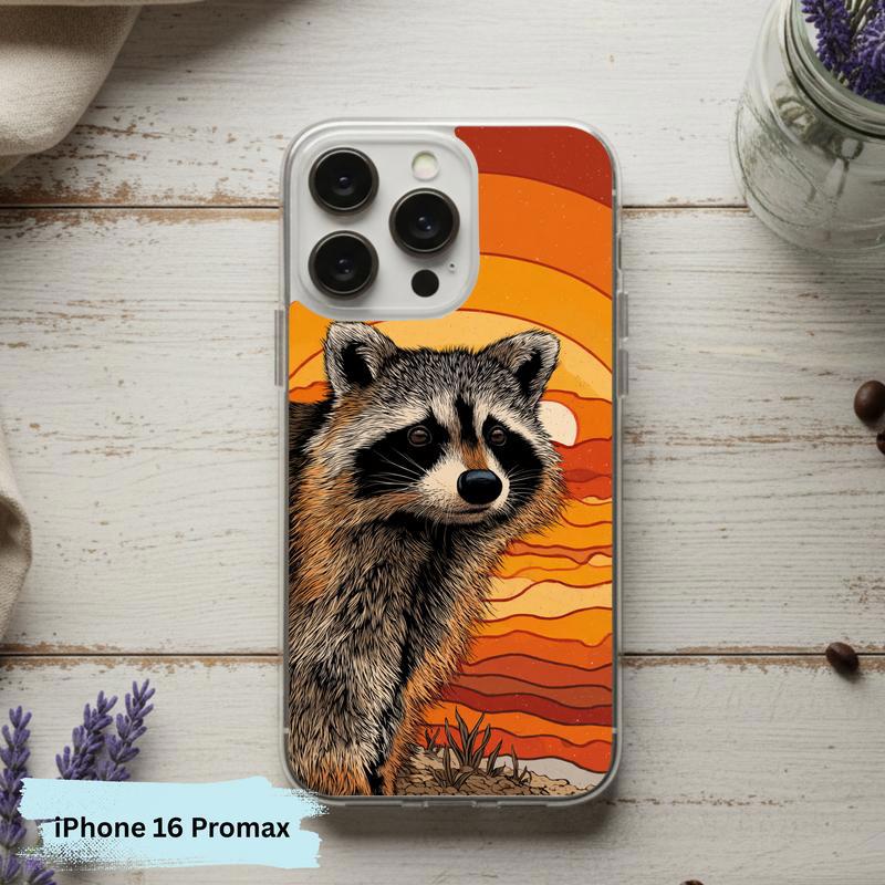 Hippy Groovy Sunset Vintage Southern Raccoon Phone Case IPhone