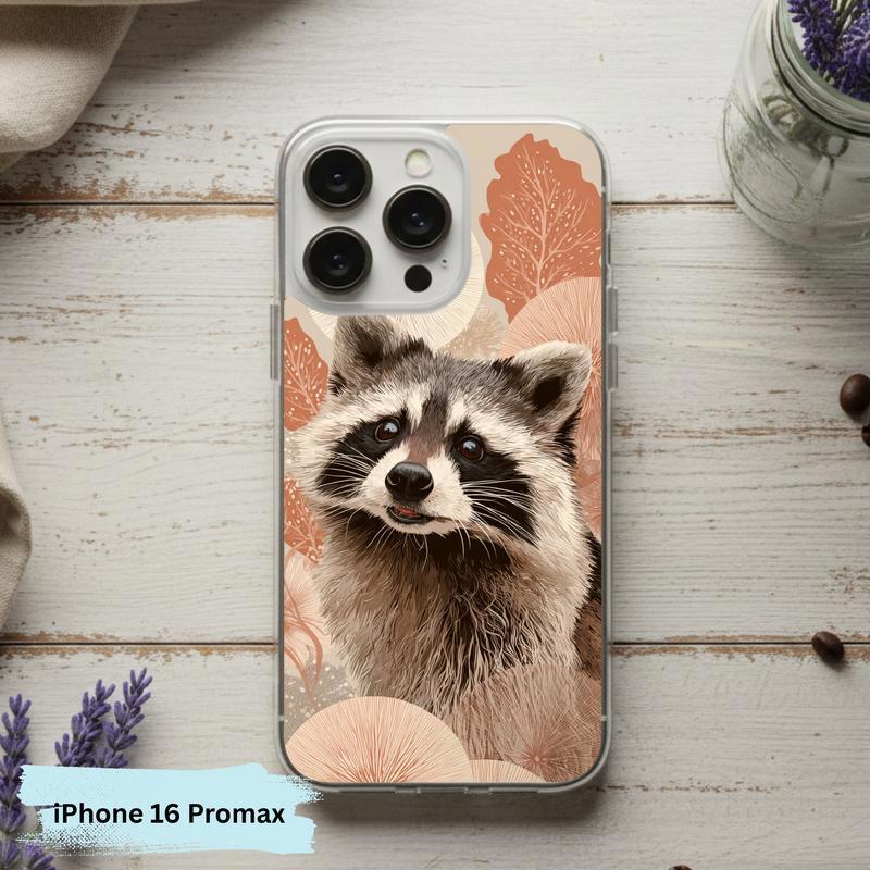 Kawaii Meme Raccoon Boho Bloom Portrait Phone Case IPhone