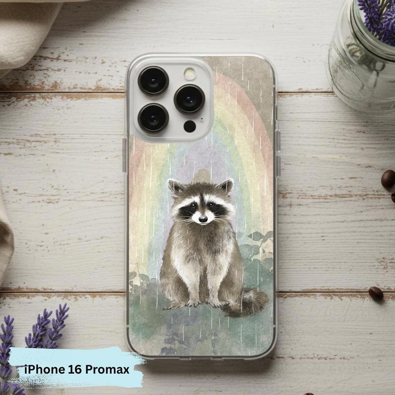 Rainbow Rainy Day Raccoon Calm Mood Phone Case IPhone