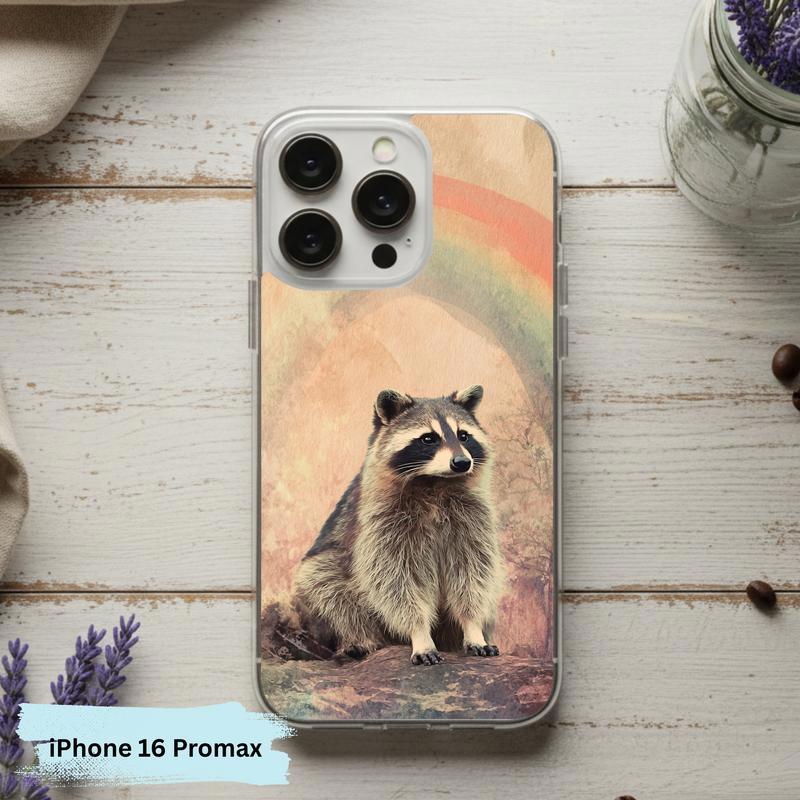 Rainbow Rainy Day Raccoon Vintage Calm Phone Case IPhone Rainbow Rainy Day Raccoon Vintage Calm Phone Case IPhone