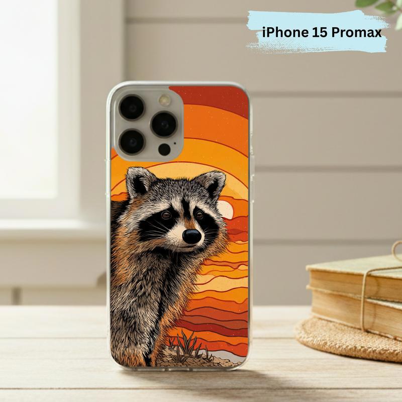 Hippy Groovy Sunset Vintage Southern Raccoon Phone Case IPhone