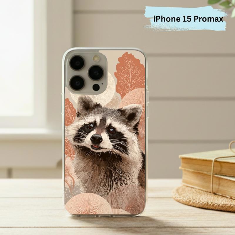Kawaii Meme Raccoon Boho Bloom Portrait Phone Case IPhone