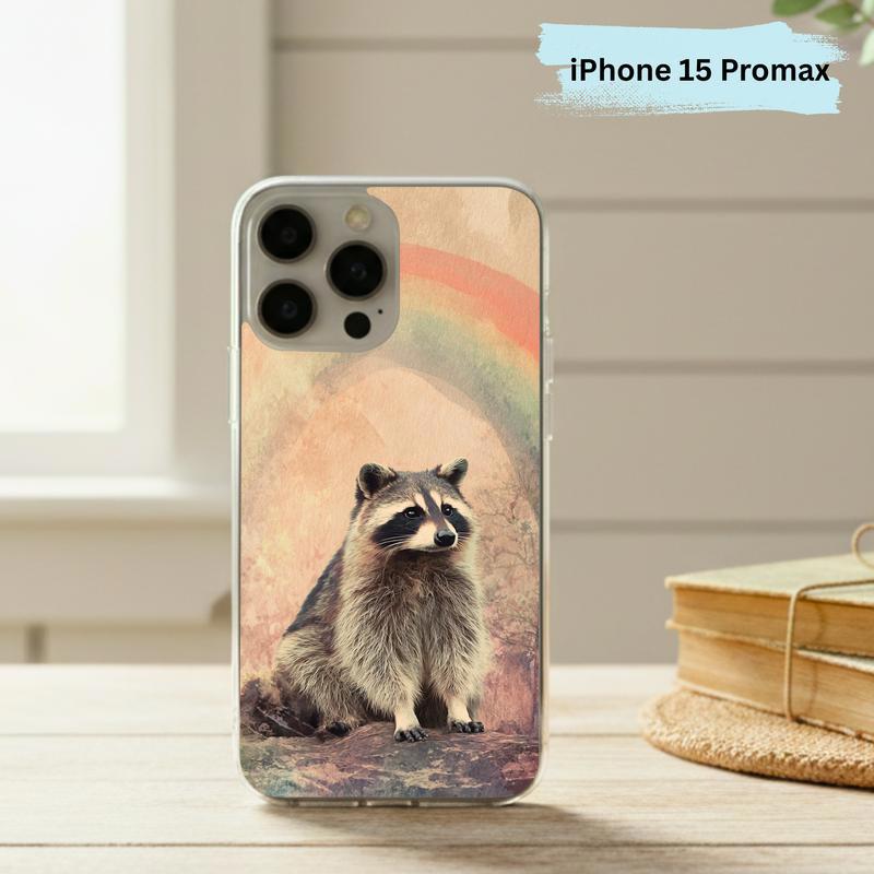 Rainbow Rainy Day Raccoon Vintage Calm Phone Case IPhone Rainbow Rainy Day Raccoon Vintage Calm Phone Case IPhone